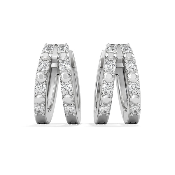 Duo Row Huggie Lab Diamond Earrings 0.22ct in 925 Silver
